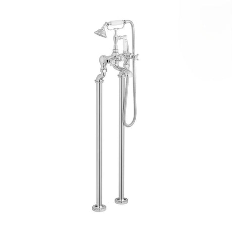Vado Freestanding Bath Filler Chrome Booth & Co Axbridge Crosshead Floor Standing Bath Shower Mixer with Shower Kit