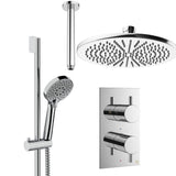 Crosswater Concealed Shower Set Chrome / Ceiling Arm / 300mm Crosswater Design 2 Handle 2 Outlet Shower Set 4 with Rainfall Head and Slide Rail Kit