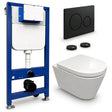 Aquarius Bathrooms Wall Hung Toilet Matt Black / Round Aquarius Urbano Rimless Wall Hung Toilet Pack with Frame, Flush Plate, Soft Closing Seat and Hinge Covers