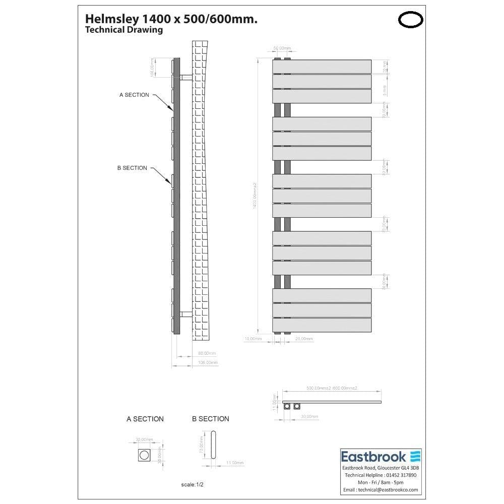 Eastbrook Helmsley Straight Vertical Designer Towel Rail in Matt Black