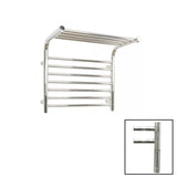 JIS Designer Towel Radiator Polished Chrome / Electric Only with Cylindrical Adjustable Element JIS Sussex Newhaven Heated Shelf Towel Rail