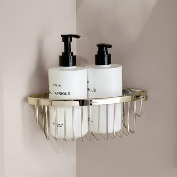 Miller Basket Brushed Nickel Miller Signature Corner Wire Shower Basket