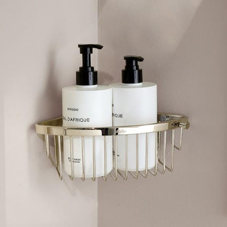Miller Basket Brushed Nickel Miller Signature Corner Wire Shower Basket