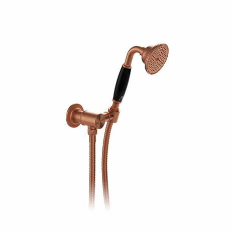 Vado Shower Handset Brushed Brass/Black Booth & Co. Axbridge Single Function Shower Handset with Hose, and Intergrated Outlet and Bracket