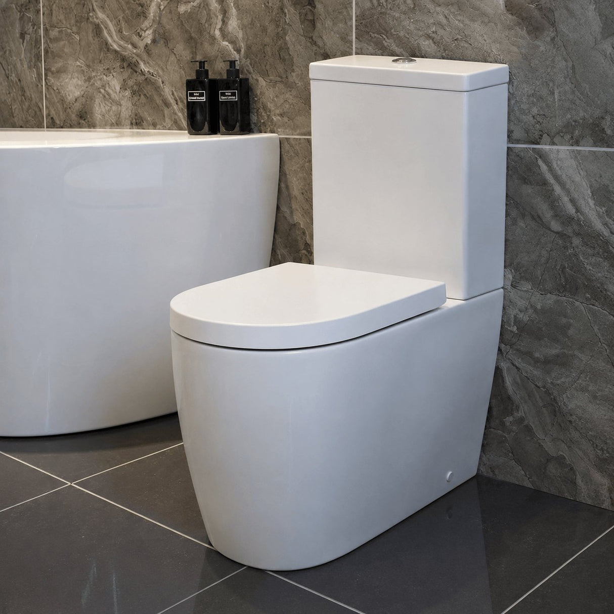 Aquarius Bathrooms Close Coupled Toilet Aquarius Emma Rimless Close Coupled Fully Shrouded Toilet with Soft Close Seat