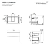 Crosswater Wall Mounted Vanity Unit Crosswater Glide II Wall Mounted Two Drawer Vanity Unit with Worktop