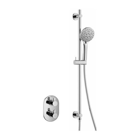 Flova Concealed Shower Set Diamond Chrome Flova Smart Round Concealed Valve Shower Set with Slide Rail, Shower Handset and Hose