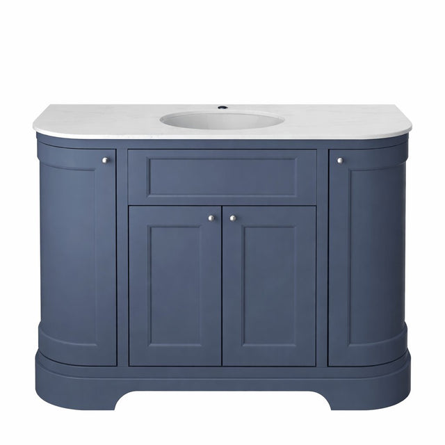 Heritage Floor Standing Vanity Unit Heritage Wilton 1200mm Floor Standing Curved Vanity Unit and Basin Bundle in Maritime Blue