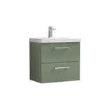 Aquarius Bathrooms Wall Mounted Vanity Unit Aquarius Brisbane 600mm Wall Hung 2 Drawer Vanity Unit with 1 Tap Hole Mid Edge Basin