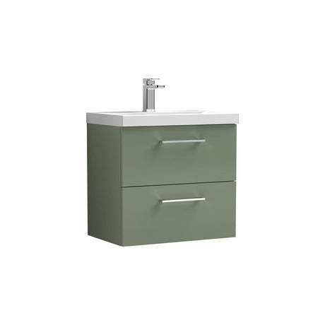 Aquarius Bathrooms Wall Mounted Vanity Unit Aquarius Brisbane 600mm Wall Hung 2 Drawer Vanity Unit with 1 Tap Hole Mid Edge Basin