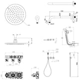 UK Bathroom Store Concealed Shower Set Crosswater Module Shower Set 9 - 3 Outlet with Pencil Handset, Overhead Shower and Overflow Filler