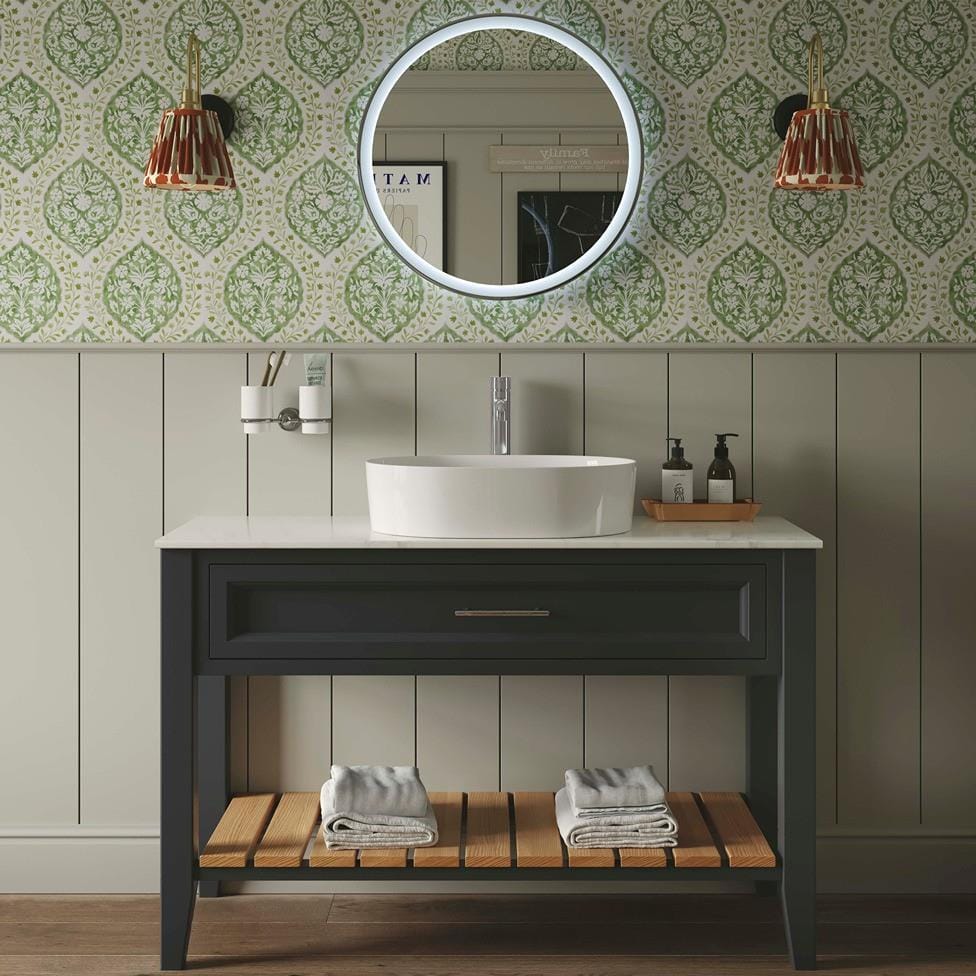 Heritage Floor Standing Vanity Unit Graphite Heritage Broughton 1200mm Washstand, Worktop and Basin Bundle
