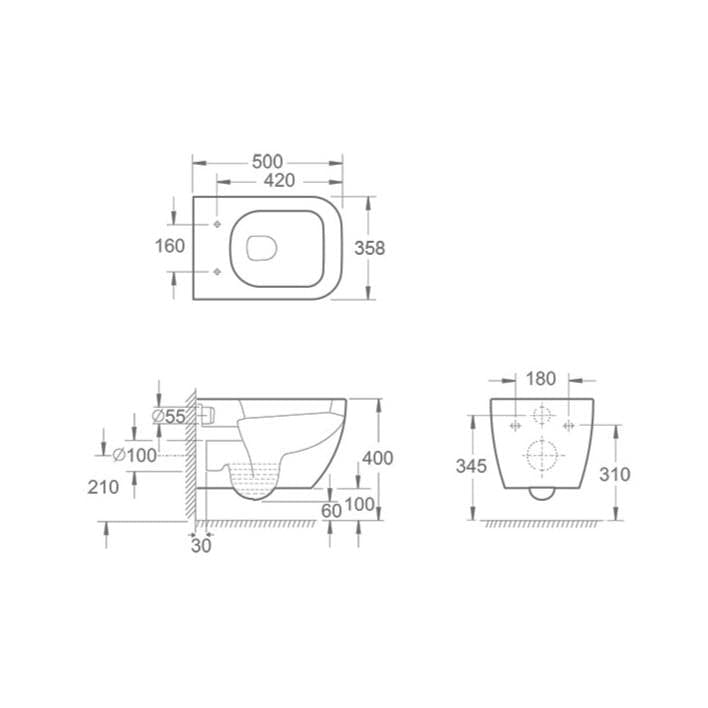 Imex Wall Hung Toilet Imex Essence Wall Hung Toilet with Soft Close Seat