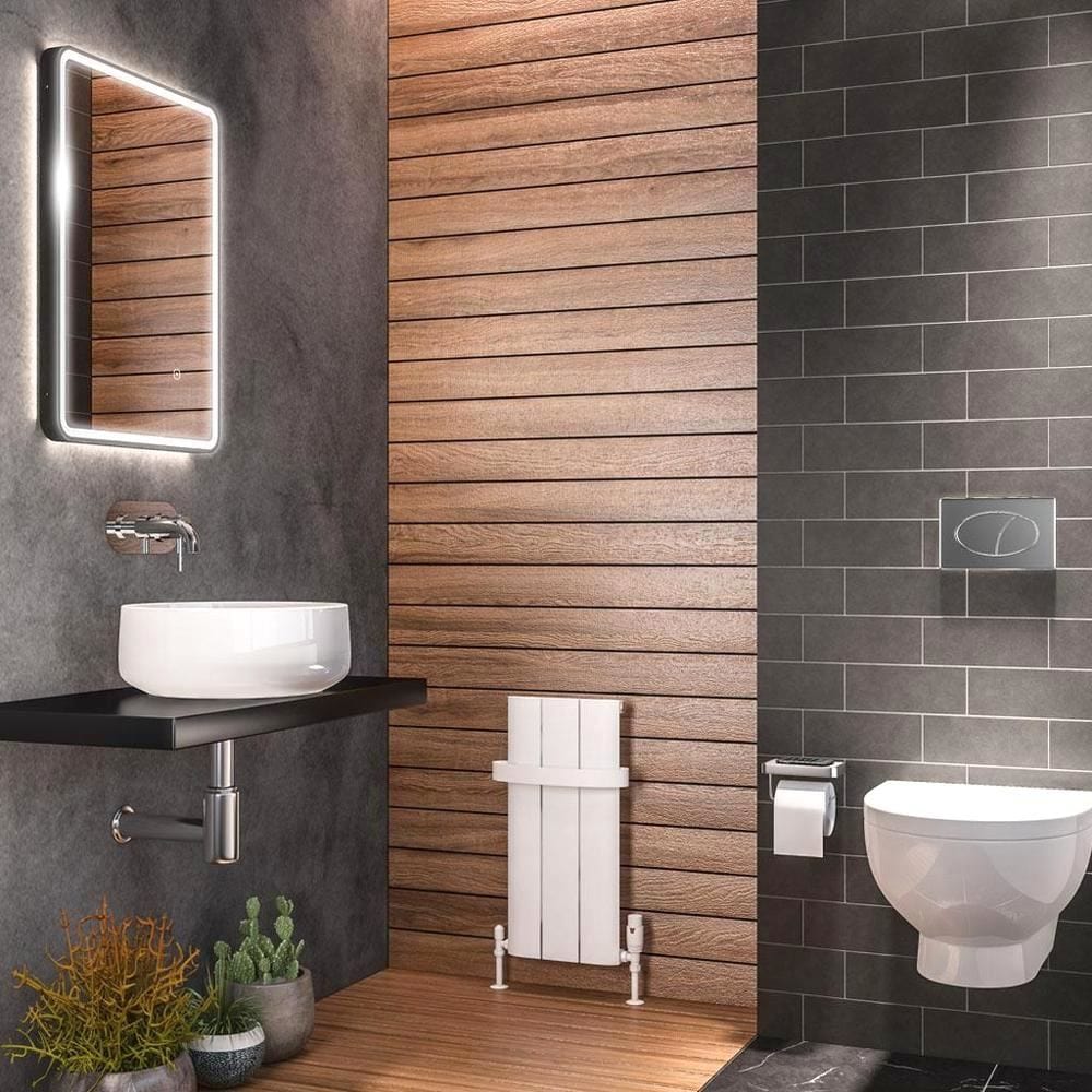 Eastbrook Panel Radiator 600 x 280 / Dual Fuel Eastbrook Peretti Straight Vertical Aluminium Radiator in Matt White