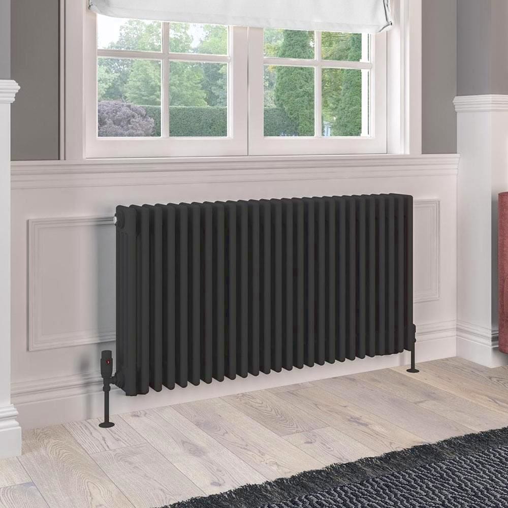 Eastbrook 600 x 1190 / Electric Only Eastbrook Rivassa Traditional 4 Column Radiator in Matt Black