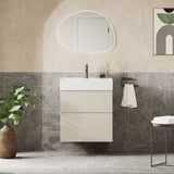 Crosswater Wall Mounted Vanity Unit Warm Stone / 1 Hole Crosswater Avenue Vanity Unit with Basin - 600mm - Two Drawer - Wall Mounted