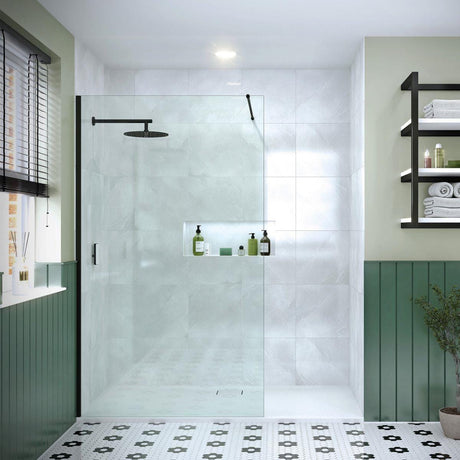 Merlyn Wetroom Panel Matt Black / 300mm Merlyn 8mm Wet Room Glass Panel