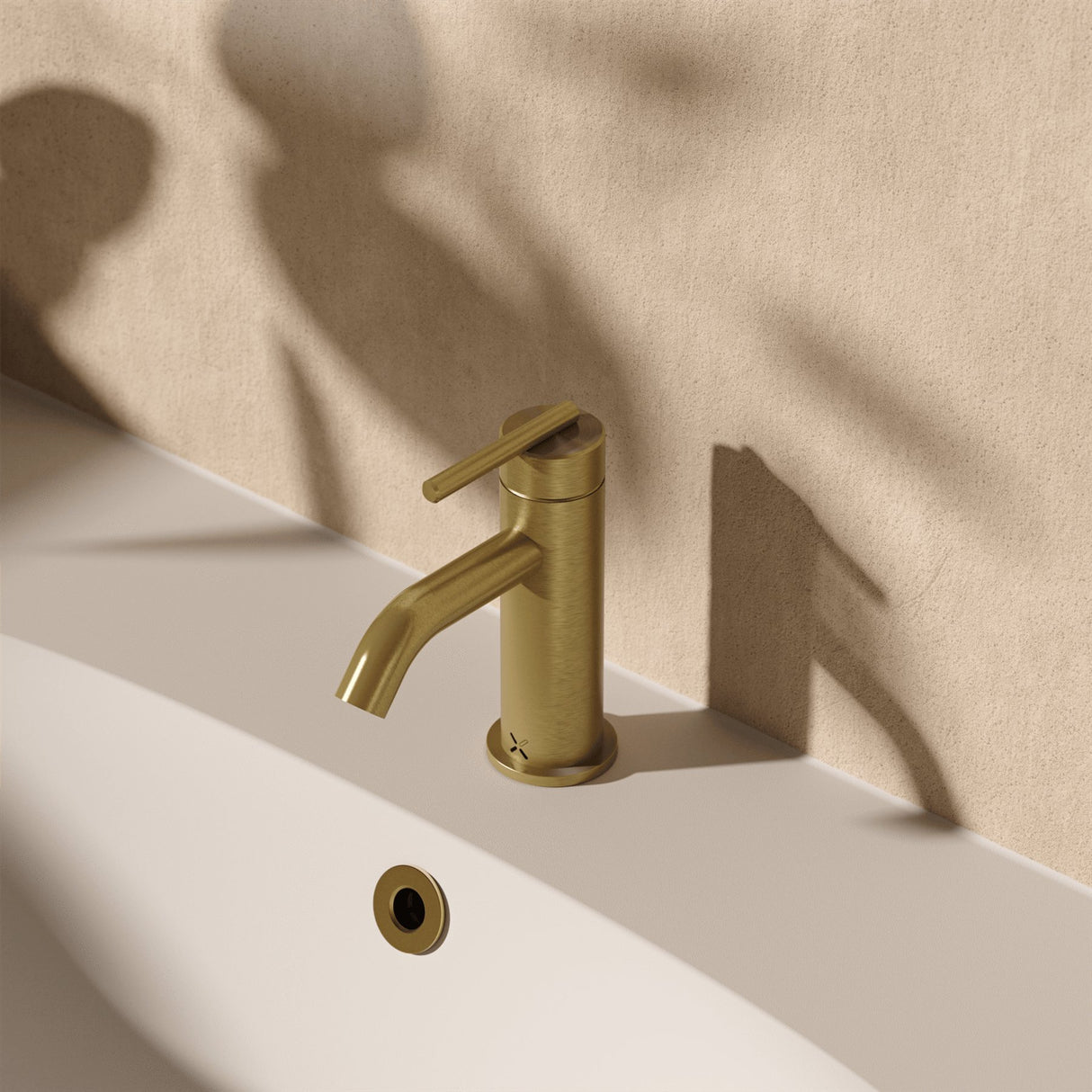 Crosswater Cloakroom Tap Stainless Brushed Brass Effect Crosswater 3ONE6 Lever Mini Monobloc Basin Mixer Tap