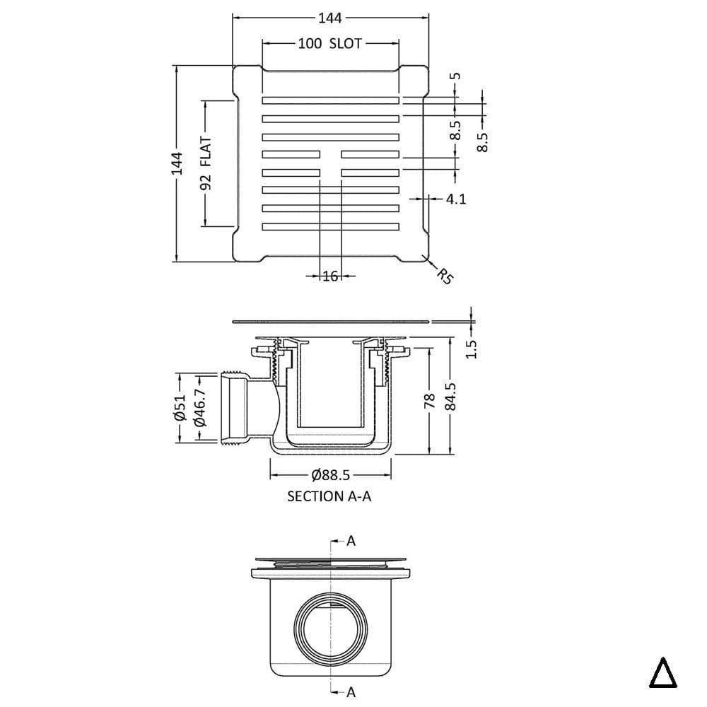 Aquarius Shower Tray Waste Aquarius Urbano 90mm Shower Waste with Square Grill for 32mm Slimline Trays