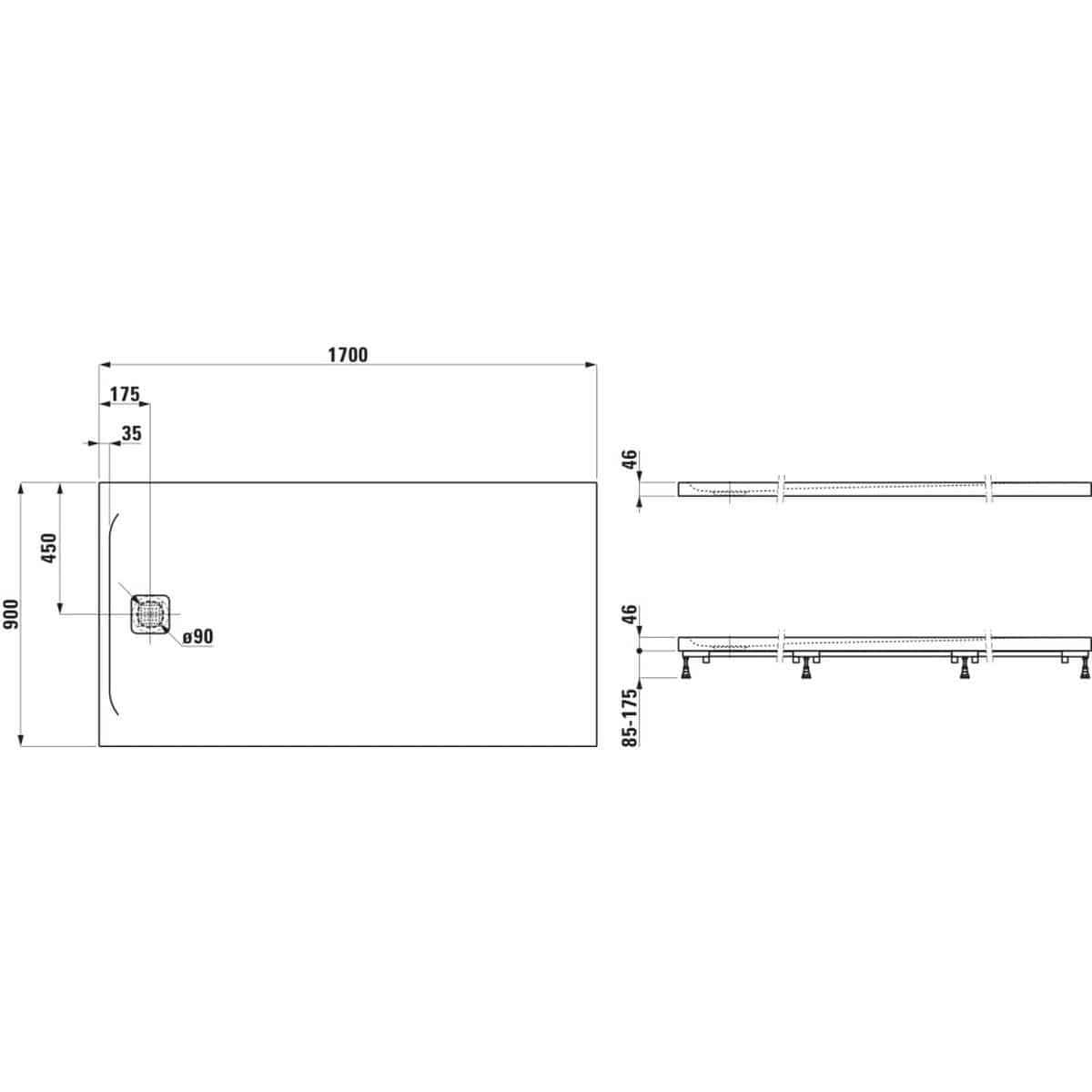 Laufen Laufen Marbond PRO Rectangular Tray with Waste in White