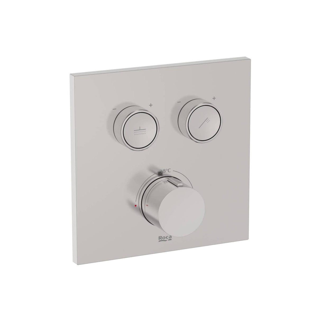 Roca Concealed Shower Set Roca T-3000 Square Switch Thermostatic Concealed Shower Valve with Rainshower Head, Shower Handset and Slide Rail Set