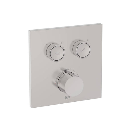 Roca Concealed Shower Set Roca T-3000 Square Switch Thermostatic Concealed Shower Valve with Rainshower Head, Shower Handset and Slide Rail Set