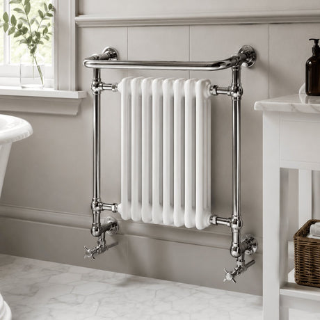 Heritage Insert Radiator Heritage Clifton Wall Mounted Traditional Radiator - 685 x 675mm - Chrome/White