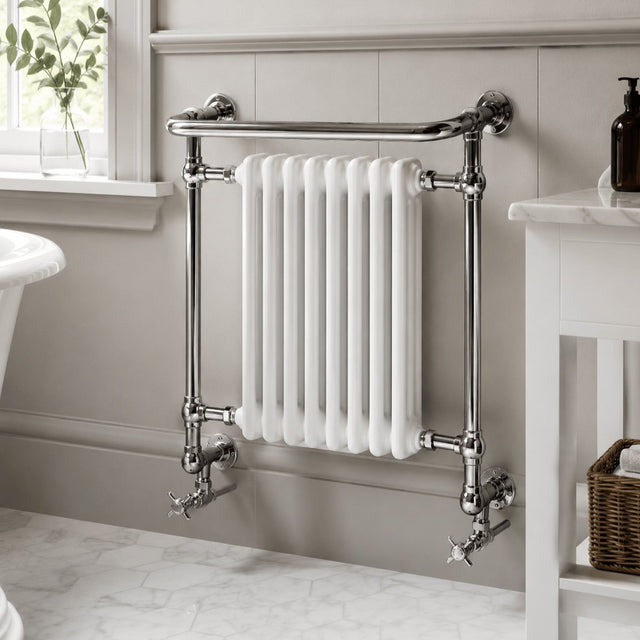 Heritage Insert Radiator Heritage Clifton Wall Mounted Traditional Radiator - 685 x 675mm - Chrome/White