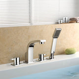 Flova 4 Tap Hole Bath Set Flova Essence 4 Hole Bath and Shower Mixer with Shower Set in Diamond Chrome