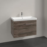 Villeroy & Boch Wall Mounted Vanity Unit Stone Oak with Chrome Handles Villeroy & Boch Avento Wall Hung Vanity Unit 780mm Two Drawers with Basin