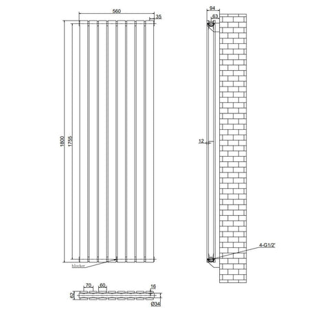 Aquarius Bathrooms Panel Radiator Aquarius Flat Double Vertical Panel Radiator