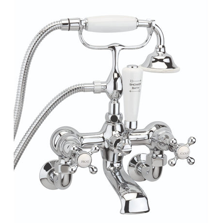Sagittarius Bath Shower Mixer Sagittarius Kensington Wall Mounted Bath Shower Mixer Tap with Traditional Shower Handset in Chrome/White