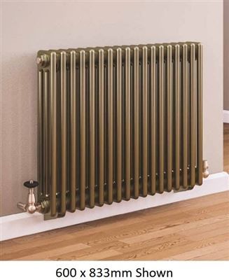 Eastbrook Rivassa 3 Column Horizontal Radiator - 600mm X 833mm - Bronze ...